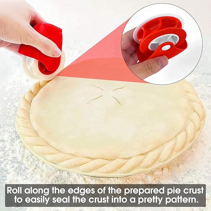 2 Pack Pastry Cutting Wheel, Pastry Wheel Decorator Pie Crust Pastry Wheel and Cutter for Cutting Pastry, Rolled Pastry Pie Crimper, Baking & Cooking Tool for Apple Pie Crust or Ravioli Pasta - Image 6