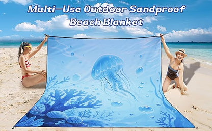 WIWIGO Beach Blanket Waterproof Sandproof Beach Mat 79" X 83"/10'x9'for 2-8 Adults Quick Drying Outdoor Picnic Mat Beach Accessories for Travel, Camping, Hiking - Image 6