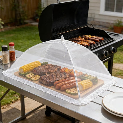 Extra Large Mesh Food Covers for Outside (2pcs*40 x 24 in & 2pcs*32 x 24 in) Collapsible and Reusable Food Tents Food Covers for Outdoors Picnic, BBQ, Camping, Party Supplies