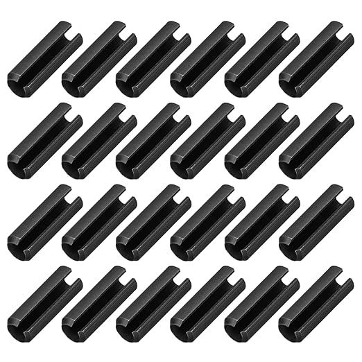 MECCANIXITY 25Pcs Slotted Split Roll Pins 1/2 Inch(12mm) Dia. 1-2/5 Inch(35mm) Length 65Mn Steel Spring Tension Expansion Dowels for Secure Fastening, Black