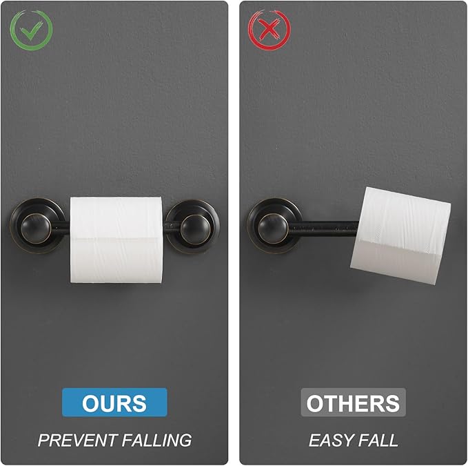 RUMOSE Toilet Paper Holder and Hand Towel Ring Oil Rubbed Bronze Wall Mount Bathroom Hardware Accessories 2 PCS Set Flexible Pivoting Toilet Tissue Roll Holder and Towel Hanger, Stainless Steel