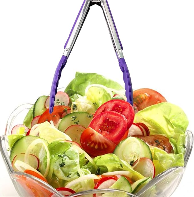 7 Pack Kitchen Tongs Set 7-Inch Color Mini Small Food Tongs with Stainless Steel Silicon Handles and Nylon Tips Heat Resistant Tongs for Cooking, Serving, BBQ, Grilling, Salad and More - Image 6