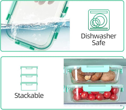 C CREST [10-Pack] Glass Food Storage Containers with Lids, Airtight, BPA Free, Meal Prep Containers for Kitchen, Home Use - Image 5