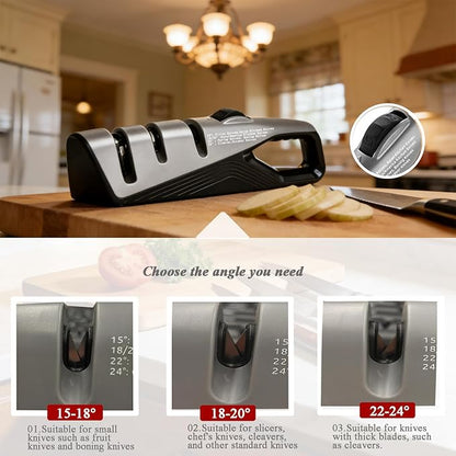 Kitchen Knife Sharpener, 5 Adjustable Sharpening Angles with Coarse & Fine, Manual sharpeners Tool for Pocket Knives