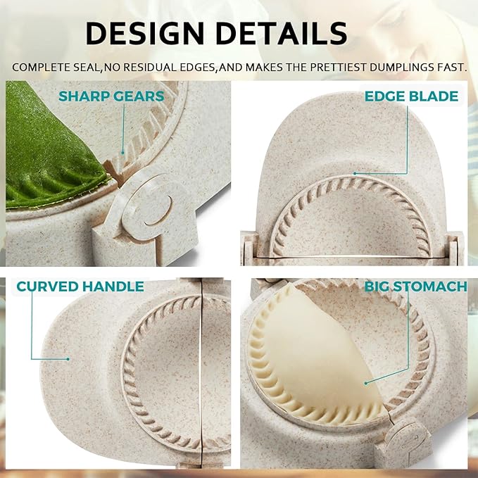 Empanada Maker Press, 5 Inch Extra Large Dumpling Maker Set with Dough Cutter, Dumpling Mold Set for Pierogi, Pastelitos, Calzone, Turnovers, Chinese Dumpling 5"