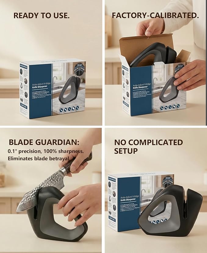 Professional Precision Knife Sharpener - Adaptive Tech Ends Angle Guesswork, Delivers a Pro Edge in Seconds, Safely Protects Blades, All Blades Compatible, Installation-Free, Durable & Effortless Care
