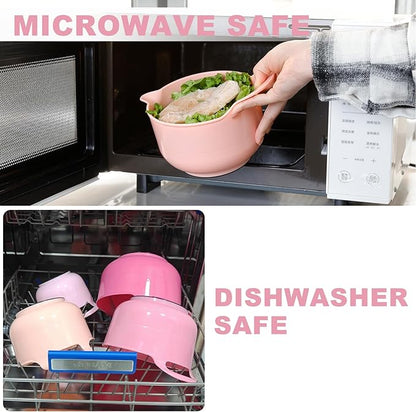 BoxedHome 4 Pack Nesting Mixing Bowl with Pour Spout and Handle, BPA free Microwave & Dishwasher Safe(Pink Gradient, 4 Pack with Handle) - Image 8