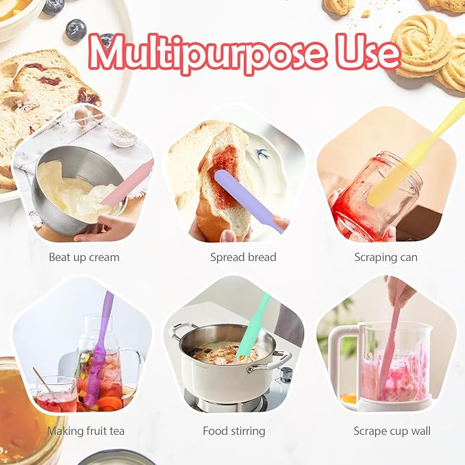 4Pcs Jar Spatula Silicone Long Scraper, Food-grade Cream Spatulas, Heat-Resistant Jam Spreader for Scraping Kitchen Baking Mixing Cake Butter - Image 7