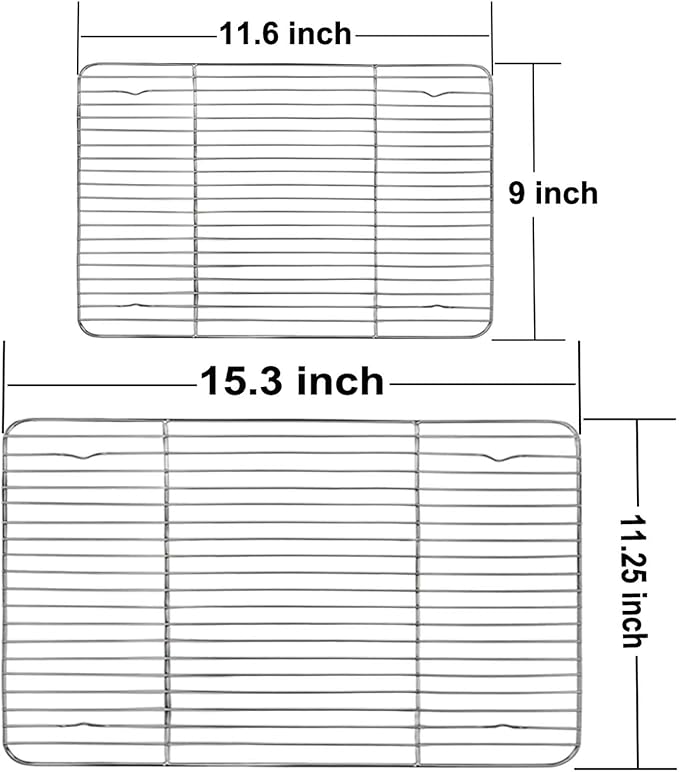 TeamFar Cooling Rack, Baking Roasting Rack Stainless Steel for Baking Sheet Oven Pan, Healthy & Rust Free, Mirror Finish & Dishwasher Safe - Set of 2(15 inch & 11 inch) - Image 2