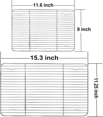 TeamFar Cooling Rack, Baking Roasting Rack Stainless Steel for Baking Sheet Oven Pan, Healthy & Rust Free, Mirror Finish & Dishwasher Safe - Set of 2(15 inch & 11 inch) - Image 2