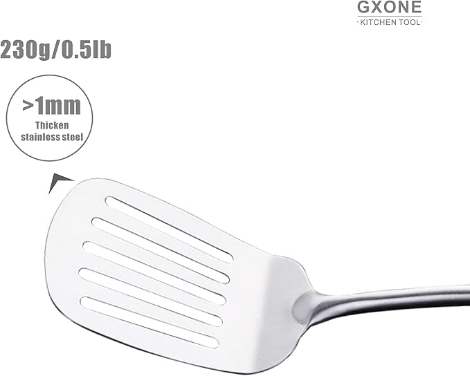 Metal Spatula,304 Stainless Steel Wok Spatula with Heat Resistant Wooden Handle,Silver/15.7Inch - Image 4