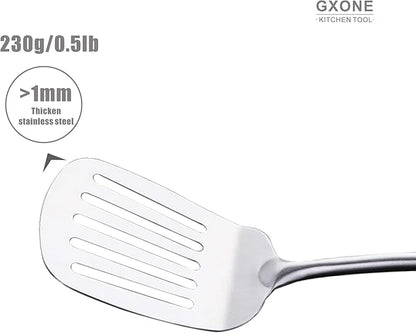 Metal Spatula,304 Stainless Steel Wok Spatula with Heat Resistant Wooden Handle,Silver/15.7Inch - Image 4