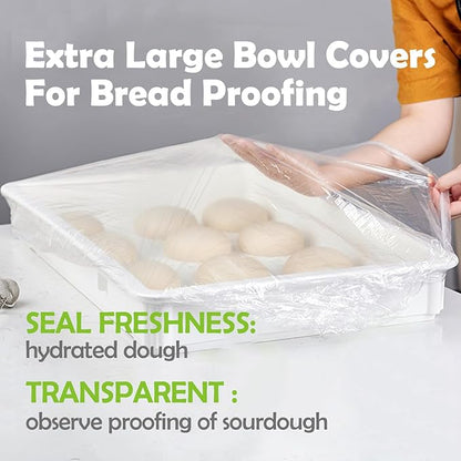 100 Extra Large Bowl Covers For Bread Proofing,Fits Bowl up to 20",Sheet Pan Covers, Elastic Reusable Plastic Bowl Cover For Baking Tray/Pizza Dough Proofing,Outdoor Food Fresh Keeping Bags, BPA Free - Image 3