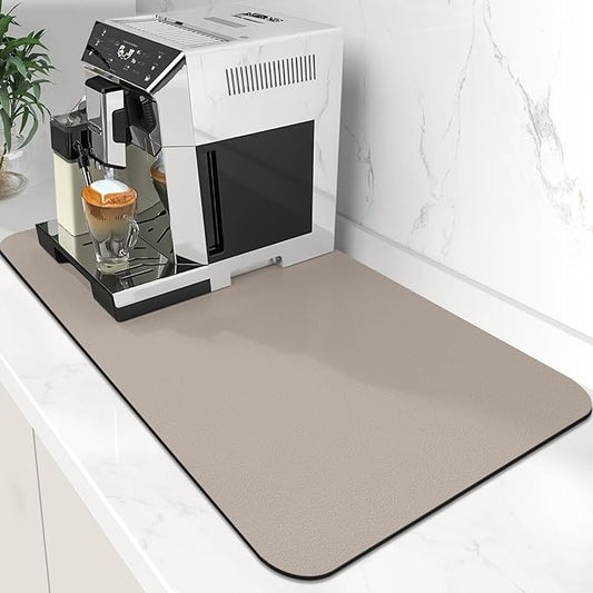 WISELIFE Coffee Mat Super Absorbent Dish Drying Mat Coffee Bar Accessories Match with Machine Large Drying Mats for Kitchen Counter 12" W x 19" L, Khaki by WiseLife