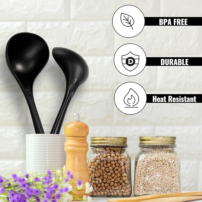 40 Pack Plastic Ladle Spoons, 1.5 Oz Solid Durable Disposable Serving Spoons with Long Handle, Heat Resistant Large Soup Ladle Bulk for Party Catering Buffet Restaurant, 9 x 2.8 Inch - Image 5