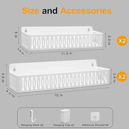 Sevenblue 4 Pack Large Magnetic Spice Rack for Refrigerator, Spice Rack Organizer, Moveable Magnetic Shelf Fridge Organizer with 4 Hooks for Kitchen and Oven Organization, White - Image 5