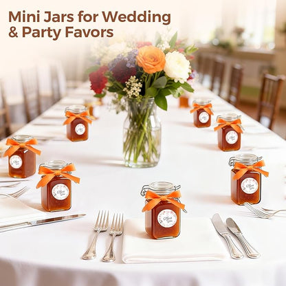 ComSaf Set of 12 Square Glass Jars with Airtight Lids (8 Oz), Pantry Canisters for Spices, Jams, & Herbs, Wire Clamp Jar for Overnight Oats, Pickling, Favors, Includes Labels & Funnel - Image 6