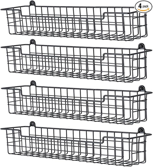 Spice Rack Organizer Wall Mount, Spice Organization Storage Shelf for Cabinet Door, 4 Packs Wall Spice Rack Saving Space for Kitchen, Black by GUUKAR