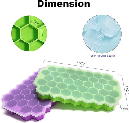 Ice Cube Trays for Freezer with Lid-Silicone Ice Cube Tray with Lid Ice Maker 2 Packs Green,Easy-Release Reusable Ice Cube in Organizer Bins or Ice Bucket for Cocktail bar or Iced Coffee Cup - Image 2