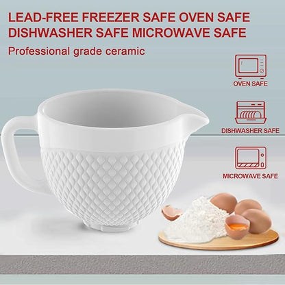 Ceramic Bowl for KitchenAid Mixer, Fit 4.5-5Qt Ceramic Bowl for KitchenAid Mixers, Vintage Pineapple Design | Microwave & Dishwasher Safe Baking
