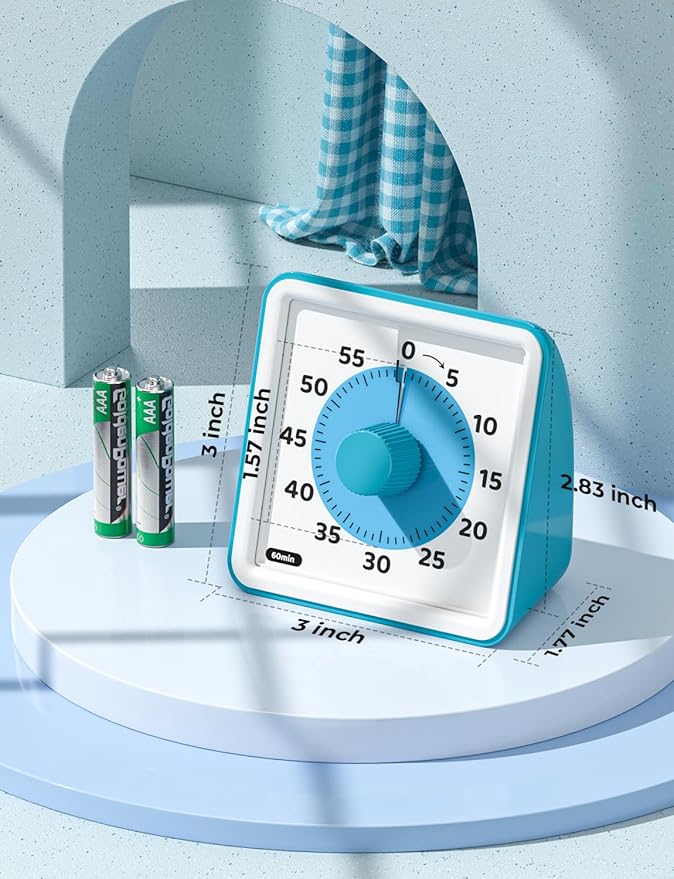 LIORQUE Visual Timer for Kids, 60-Minute Countdown Timers for Classroom Office Kitchen with Silent Operation, Kids Timer for Teaching (Batteries Included) - Image 7