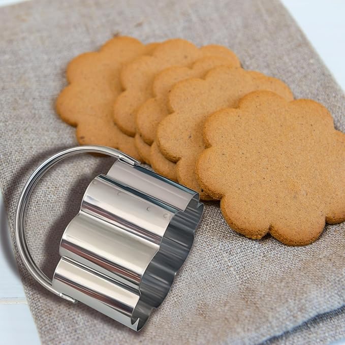 ALLTOP Scalloped Biscuit Cutters with Handle, Stainless Steel Cookie Cutter, Professional Baking Essential Tool for Pastry, Scone, Donut-Flower Shaped - Image 7
