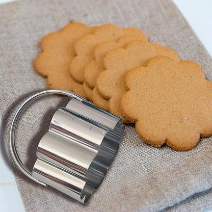 ALLTOP Scalloped Biscuit Cutters with Handle, Stainless Steel Cookie Cutter, Professional Baking Essential Tool for Pastry, Scone, Donut-Flower Shaped - Image 7