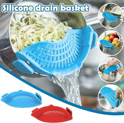 2 Pcs Clip on Strainers, Pot Strainer for Pasta Meat Vegetables Fruit, Silicone Strainer - Fit All Pots and Bowls. - Image 2