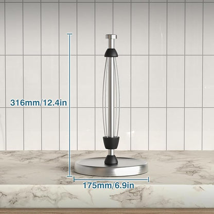 Paper Towel Holder Countertop, One-Handed Tear, Stainless Steel, Weighted Base, Silver, Paper Towel Roll Holder Stand with Ratchet Mechanism for Kitchen Bathroom Farmhouse Essentials Decor Accessories - Image 6