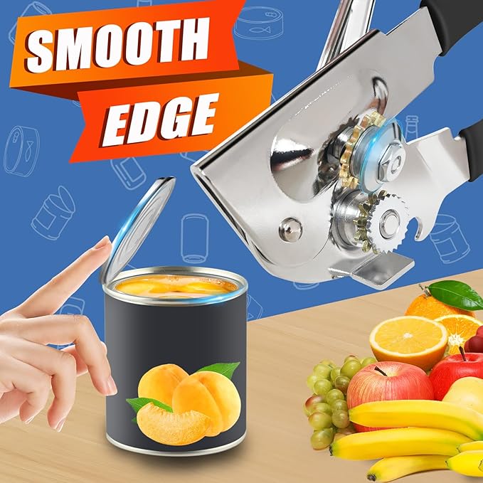 Can Opener Manual, ICEKATI Commercial Heavy Duty Can Opener for Large Cans, Folding Hand Crank with Comfortable Long Handles, Sharp Blade Smooth Edge - Image 2