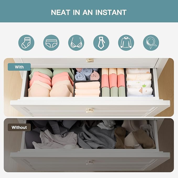 Criusia Drawer Organizer Clothes, 21 Pack Dresser Organizer for Baby Clothes, Underwear, Sock - Foldable Closet Organization and Storage Dividers Bins for Nursery, Bedroom (Black) - Image 3