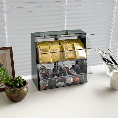 Large Coffee and Tea Organizer with Lid, Plastic Creamer Holder for Coffee Bar, Coffee Accessories Storage Box for K Cups, Coffee Pod, Sugar Bags, Drinking Straw (White) - Image 8