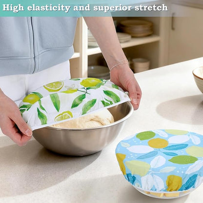 2 Large Reusable Beeswax Bowl Covers for Bread Proofing, 10/12 Inch Elastic Beeswax Wraps Cotton Cloth Sourdough Bowl Covers for Proofing Baskets, Mixer Bowls, Food Storage Containers