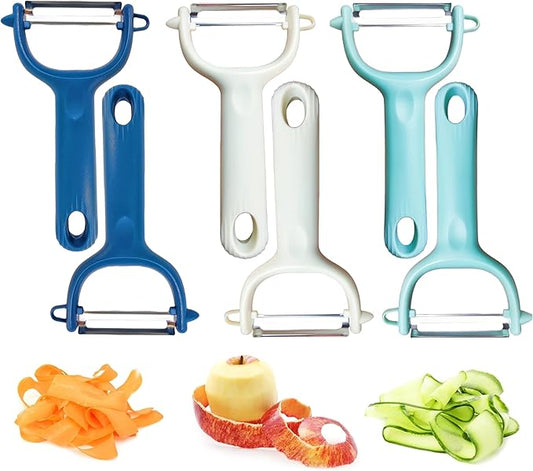 Trez Treamer 6-Pack Vegetable Peelers for Kitchen,Stainless Steel Apple Peeler Set for Veggie Carrot Fruit Zucchini Cucumber Peeler Sharp Potatoes & Potato Peeler Bulk with Non-Slip Handle (Y) by TrezTreamer