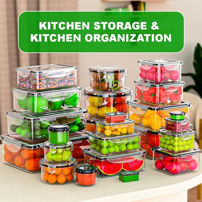 62 Pcs Large Food Storage Containers with Lids Airtight,Total 656OZ(31 Containers &31 Lids), Reusable BPA-Free Plastic Food Container for Kitchen Organization, Leakproof Meal-Prep Containers for Lunch - Image 6