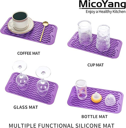 MicoYang Silicone Dish Drying Mat for Multiple Usage,Easy clean,Eco-friendly,Heat-resistant Silicone Mat for Kitchen Counter or Sink,Refrigerator or Drawer Liner Purple S 12 inches x 6 inches - Image 4