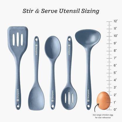 Starpack 'Stir & Serve' Silicone Cooking Utensils Set (5 Pcs) - 10.5" - Kitchen Utensil Set Heat Resistant to 600°F - Kitchen Utensils for Nonstick Cookware - Silicone Utensil Set for Mixing & Cooking - Image 4