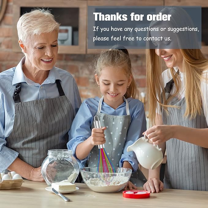 OYV Silicone Whisk,Professional Whisks For Cooking Non Scratch,Stainless Steel & Silicone Wisk,Plastic Rubber Whisk Tool For Nonstick Cookware,Silicon Wisks Set of 3,Rainbow,for Blending,Colorful. - Image 6