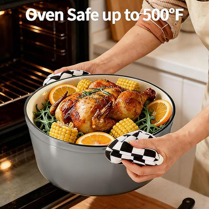 Enameled Cast Iron Dutch Oven with Lid -6.5 QT, incl. Sourdough Bread-Baking Supplies like Banneton Proofing Basket, Heavy Duty Cookware Bread-Oven for Baking, Stews, and Roasting, Gray - Image 5