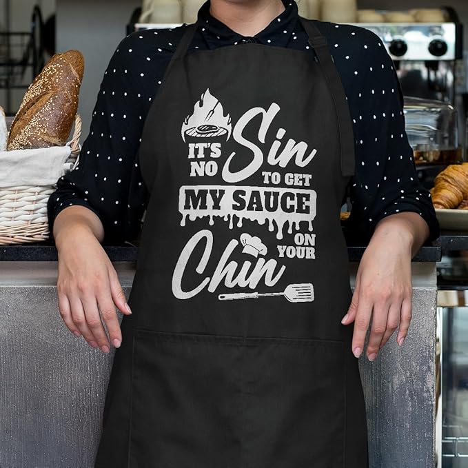 SANDJEST Funny Mens Aprons with Pockets for BBQ Grilling Cooking Grandpa Husband Apron for Birthday Christmas Father's Day