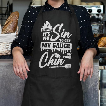 SANDJEST Funny Mens Aprons with Pockets for BBQ Grilling Cooking Grandpa Husband Apron for Birthday Christmas Father's Day