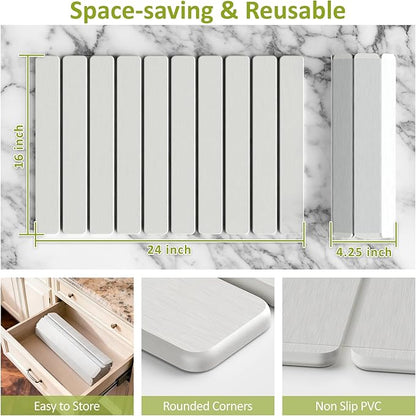 Large Stone Dish Drying Mat for Kitchen Counter, 24"(L)×16"(W), Collapsible Quick Dry Stone Dish Mats, Super Absorbent Diatomaceous Earth Drying Pad for Dishes Bottles Cups, Any Countertop (Beige) - Image 4