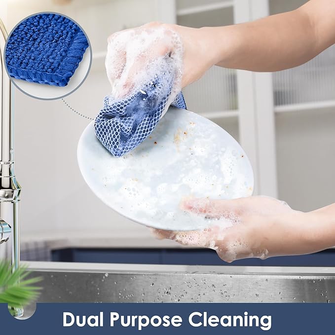 Oven Mitts and Pot Holders Set with Dishcloths, 500 Degree Heat Resistant Oven Gloves and Hot Pads, Premium Soft Cotton Kitchen Mittens and Dish Cloth Sets-Royal Blue - Image 6