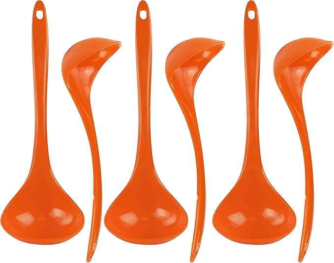 Reston Lloyd Melamine Soup Ladle Kitchen Utensil, Premium Quality Utensil with Heat Resistant Ergonomic Handle, Durable BPA-Free Plastic, 10.5 inch long, 6pc Set, Orange by RestonLloyd