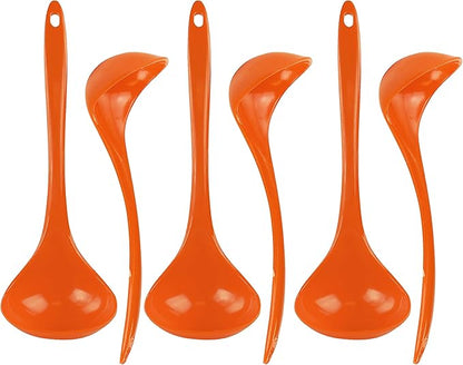 Reston Lloyd Melamine Soup Ladle Kitchen Utensil, Premium Quality Utensil with Heat Resistant Ergonomic Handle, Durable BPA-Free Plastic, 10.5 inch long, 6pc Set, Orange by RestonLloyd