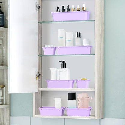 WOWBOX 25 PCS Plastic Drawer Organizer Set, 4 Sizes Desk Drawer Divider Organizers and Storage Bins for Makeup, Jewelry, Gadgets for Kitchen, Bedroom, Bathroom, Office, Purple - Image 6