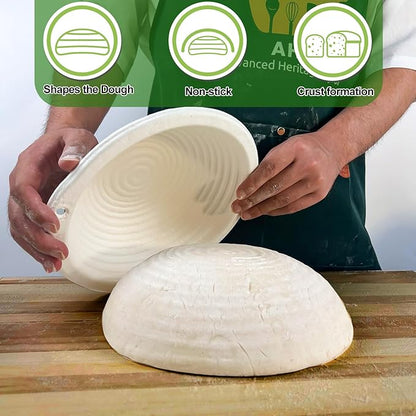 9 Inch Pulp Sourdough Banneton Bread Proofing Basket with 2 Liners, Round Pulp Banneton Bread Proofing Supplies, Reusable Sugarcane Fiber Cold Fermentation Basket Bowl for Homemade Baker Starter - Image 4