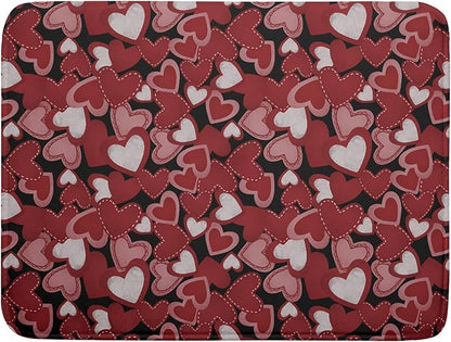 Valentines Day Dish Drying Mat for Kitchen Counter 24x18 Inch Love Drying Mat with Absorbent Reversible Microfiber Black Red Grey Heart Dish Drainer Mats Rack Pad for Coffee Countertop Protector