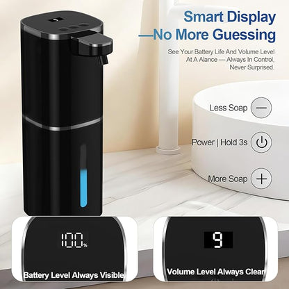 Automatic Liquid Soap Dispenser for Hand Soap & Dish Soap, 9-Level Adjustable Touchless Dispenser with LCD Display, Rechargeable 380mL, Wall Mount or Countertop Use for Kitchen Bathroom