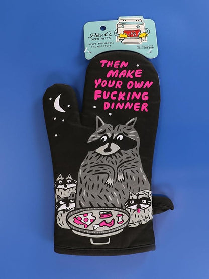 Blue Q Then Make Your Own Dinner Funny Oven Mitts - Cute Oven Mitts, Home Kitchen Gifts, Cooking Accessories, Super-Insulated Quilting, Comfy Natural-Fitting Shape, 100% Cotton, Size 12.5" L x 7.5" W
